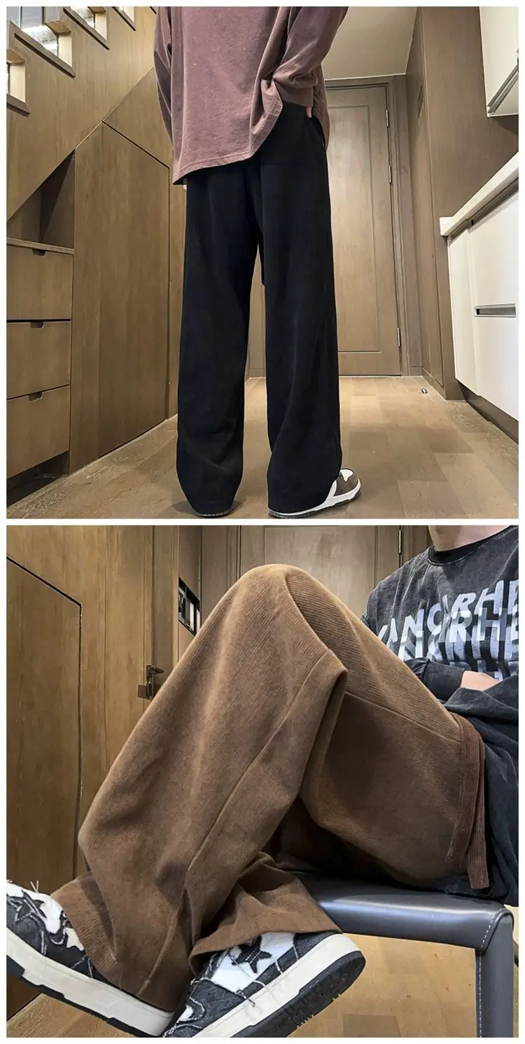 American Retro White Loose Pants Men's Winter Casual — feature 13
