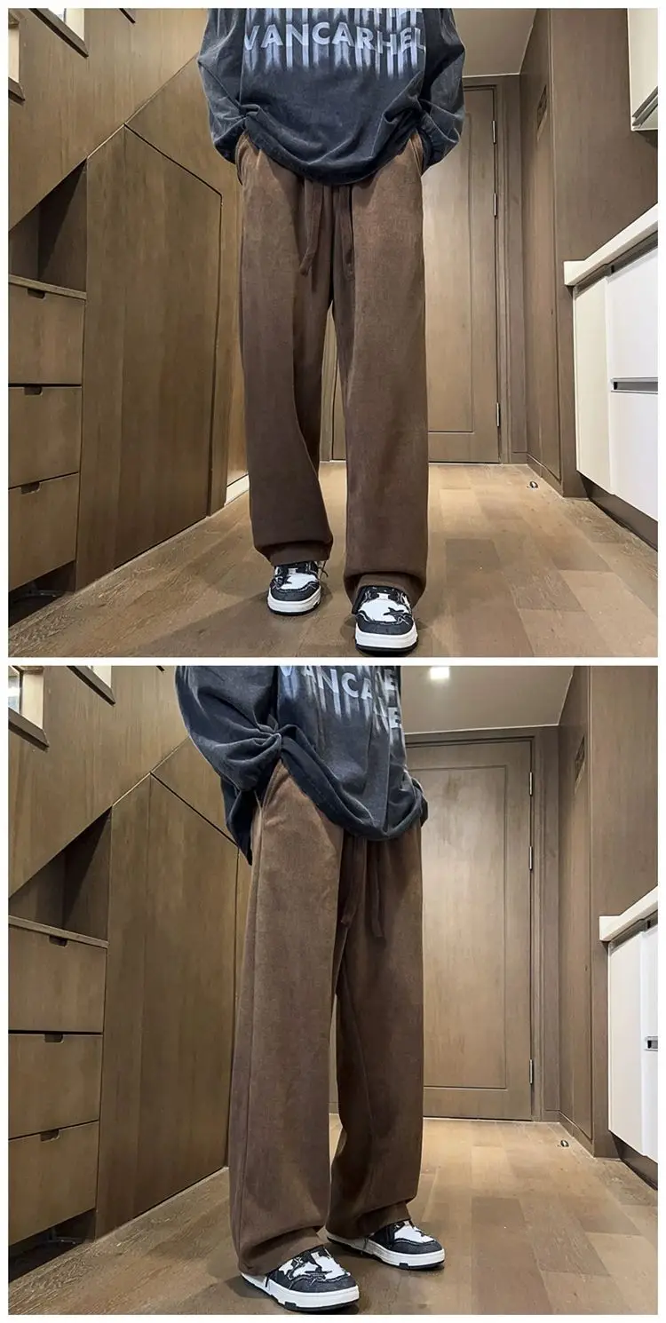 American Retro White Loose Pants Men's Winter Casual — feature 15