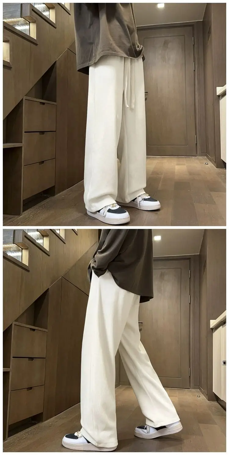 American Retro White Loose Pants Men's Winter Casual — feature 8