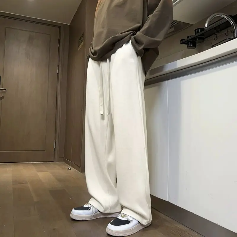 American Retro White Loose Pants Men's Winter Casual