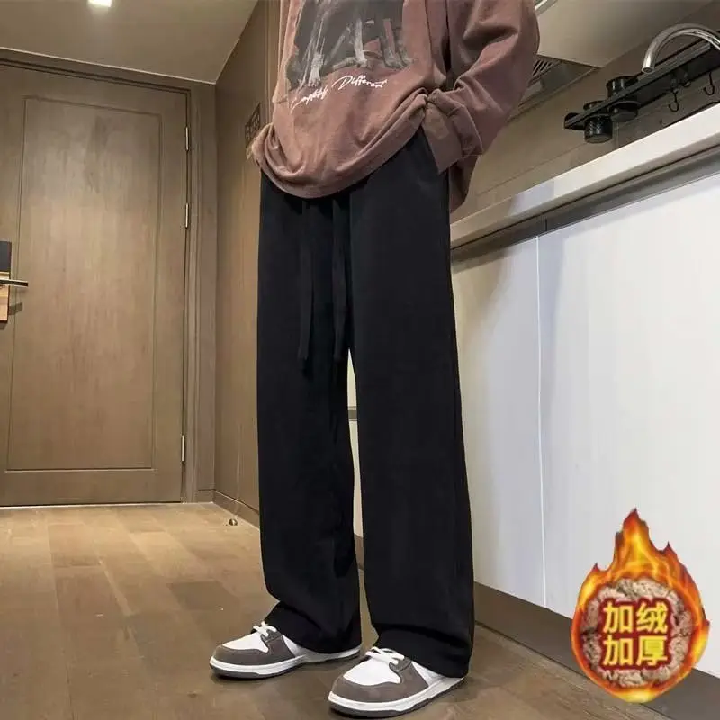American Retro White Loose Pants Men's Winter Casual