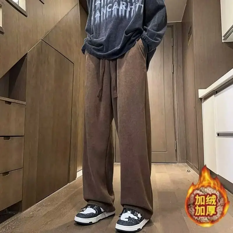 American Retro White Loose Pants Men's Winter Casual