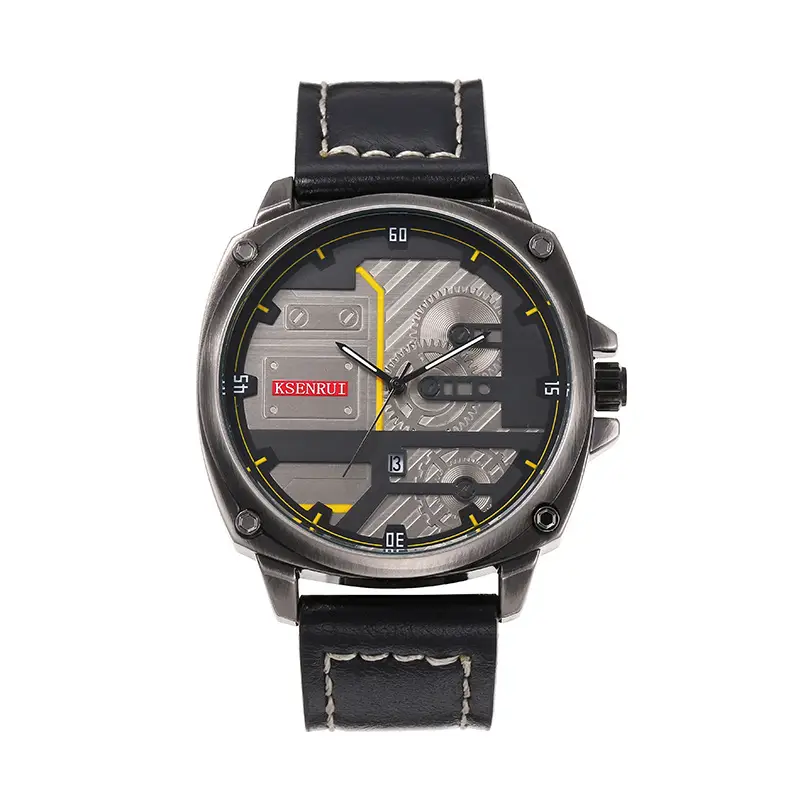 KSENRUI Brown Leather Watch with Retro Design - Image 3