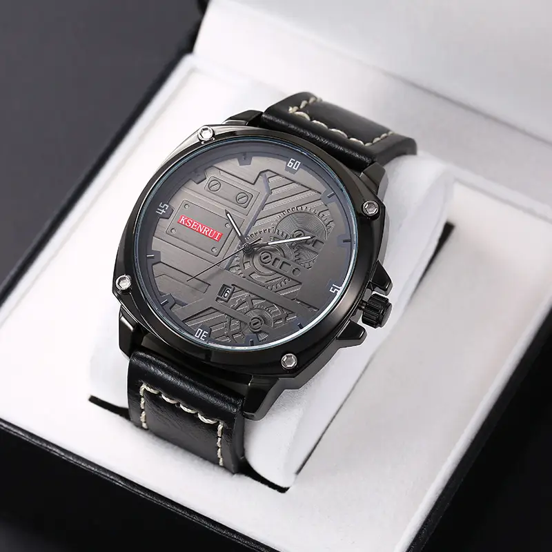 KSENRUI Brown Leather Watch with Retro Design — feature 1
