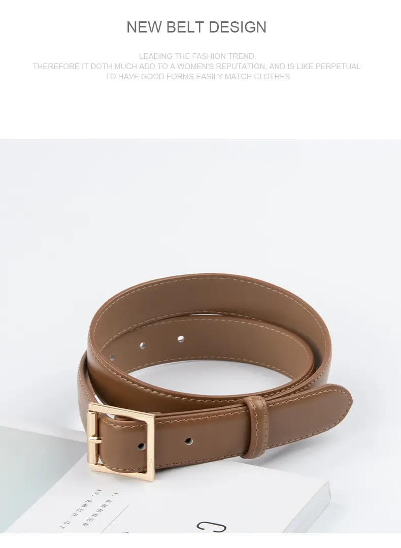 Square Buckle Genuine Leather Belt for Women 2.8" — feature 10