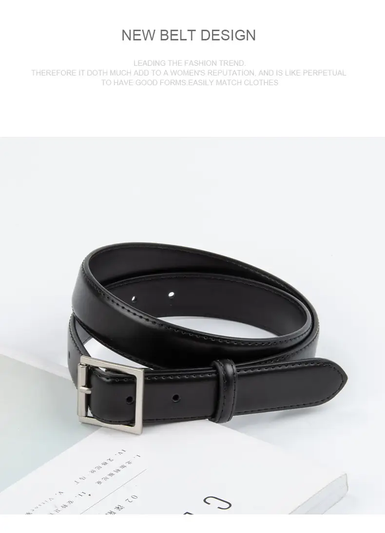 Square Buckle Genuine Leather Belt for Women 2.8" — feature 11