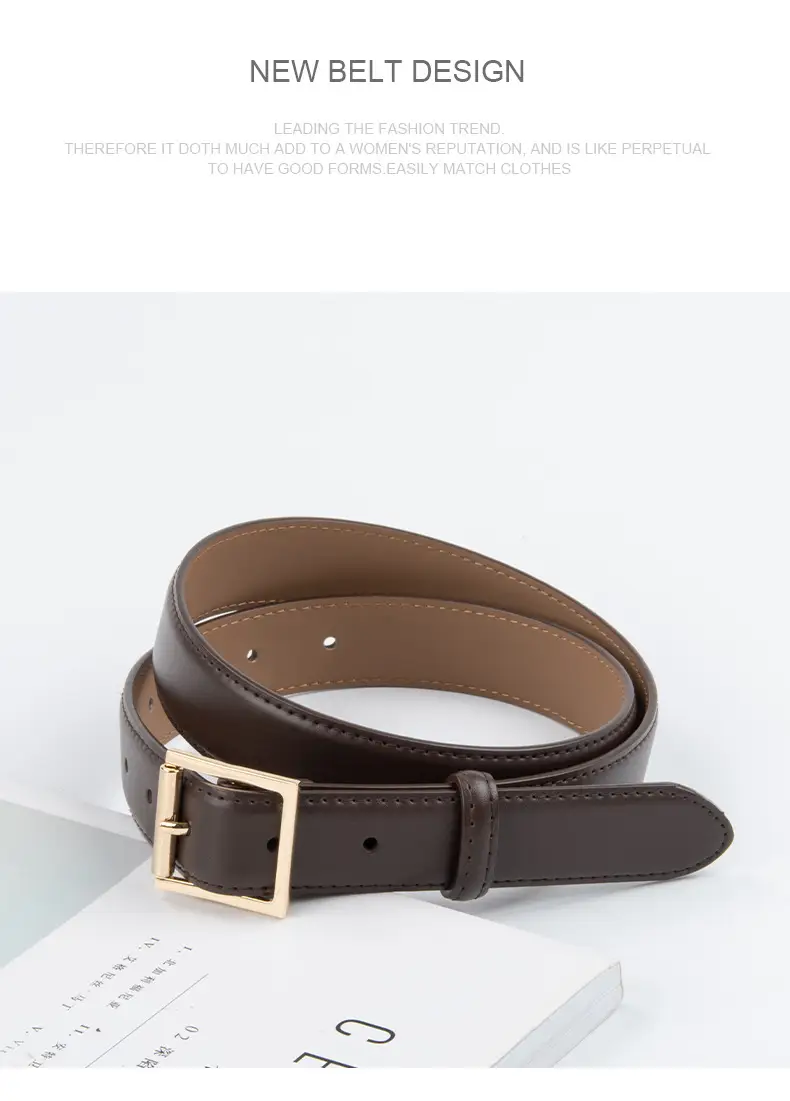 Square Buckle Genuine Leather Belt for Women 2.8" — feature 12