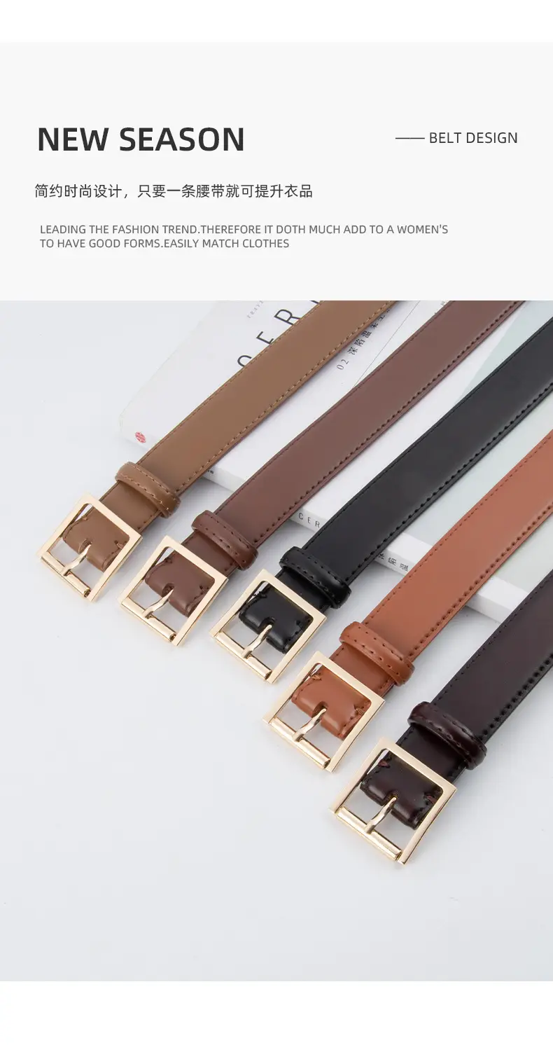 Square Buckle Genuine Leather Belt for Women 2.8" — feature 4