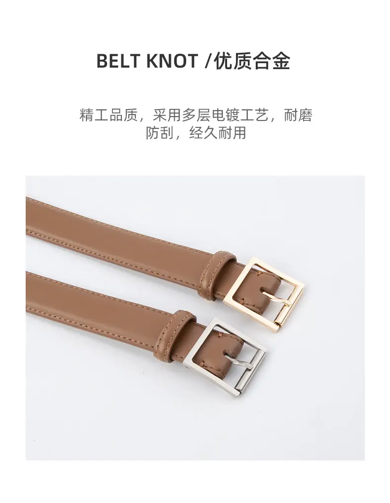 Square Buckle Genuine Leather Belt for Women 2.8" — feature 6
