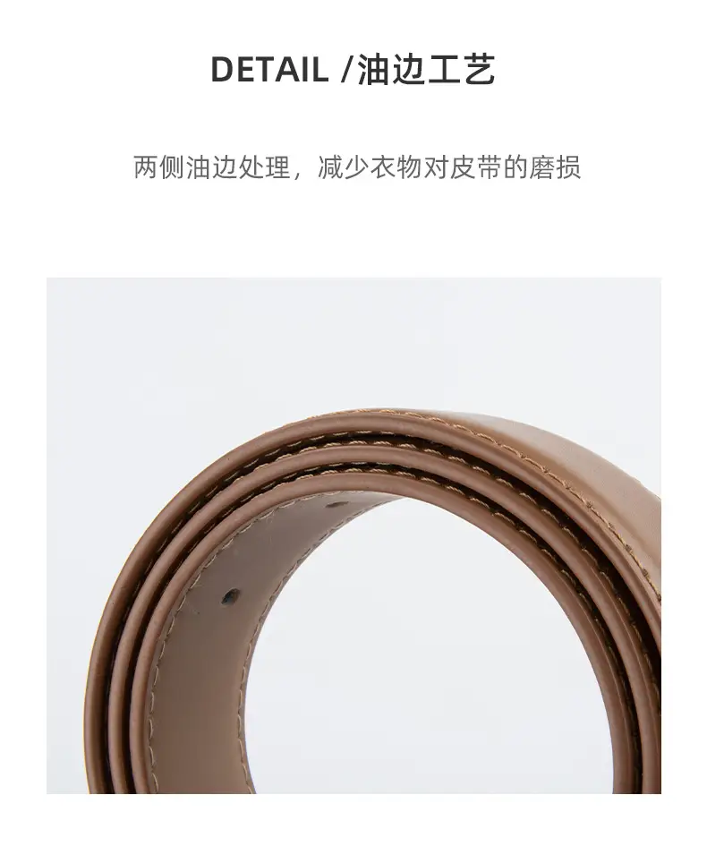 Square Buckle Genuine Leather Belt for Women 2.8" — feature 7