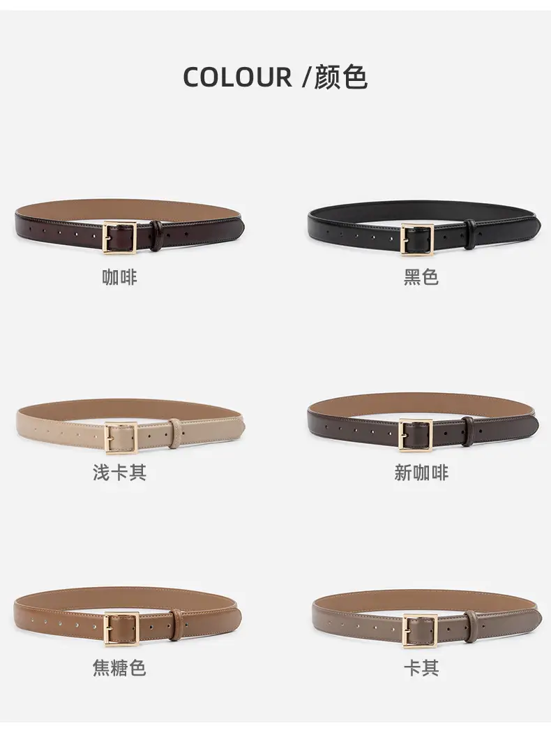 Square Buckle Genuine Leather Belt for Women 2.8" — feature 8