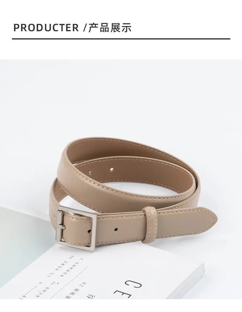 Square Buckle Genuine Leather Belt for Women 2.8" — feature 9