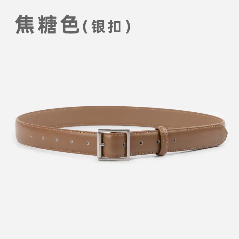 Square Buckle Genuine Leather Belt for Women 2.8" - Image 9