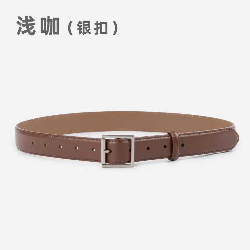 Square Buckle Genuine Leather Belt for Women 2.8" - Image 10