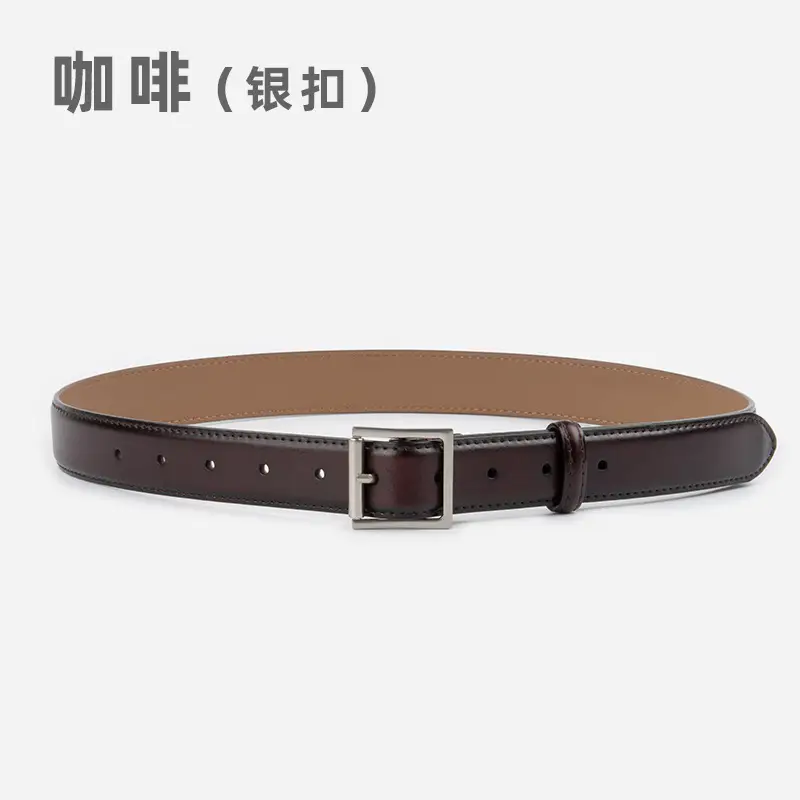 Square Buckle Genuine Leather Belt for Women 2.8" - Image 12