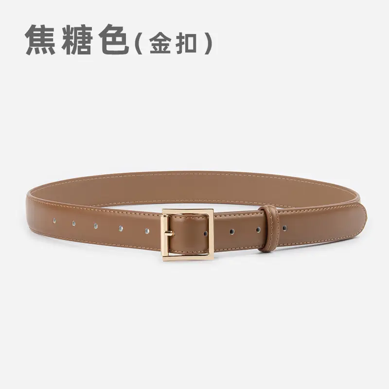 Square Buckle Genuine Leather Belt for Women 2.8" - Image 2