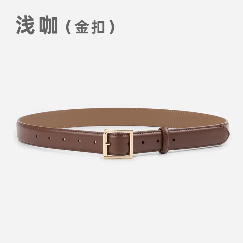 Square Buckle Genuine Leather Belt for Women 2.8" - Image 3