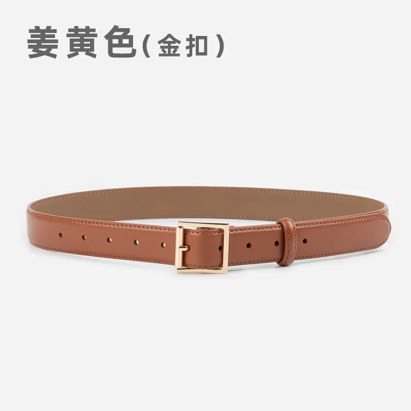Square Buckle Genuine Leather Belt for Women 2.8" - Image 4