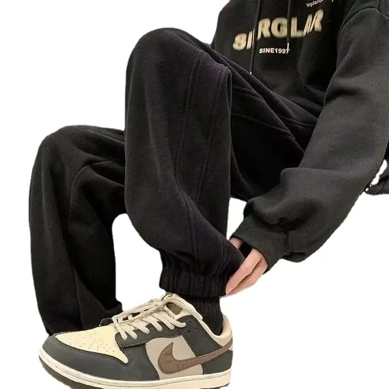 Men Fleece Lined Ankle Tied Sweatpants Gray - Image 7