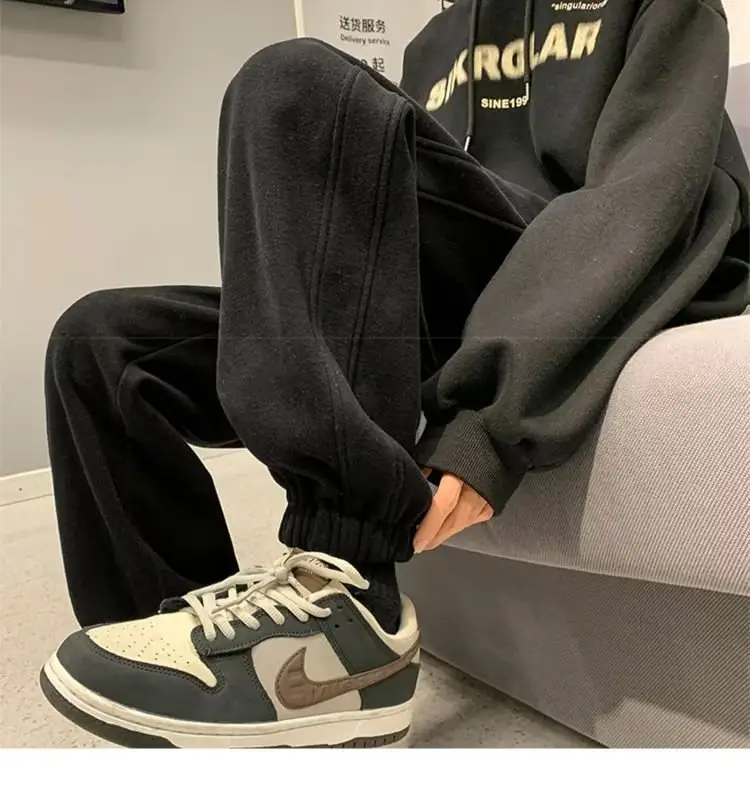 Men Fleece Lined Ankle Tied Sweatpants Gray — feature 10