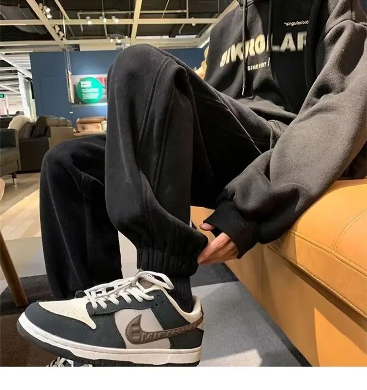 Men Fleece Lined Ankle Tied Sweatpants Gray — feature 13