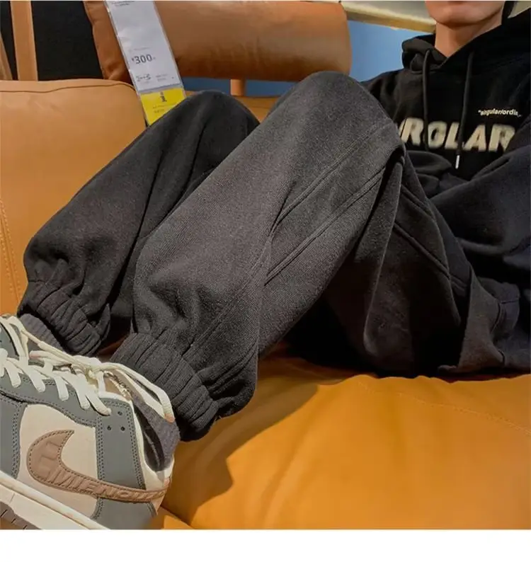 Men Fleece Lined Ankle Tied Sweatpants Gray — feature 15