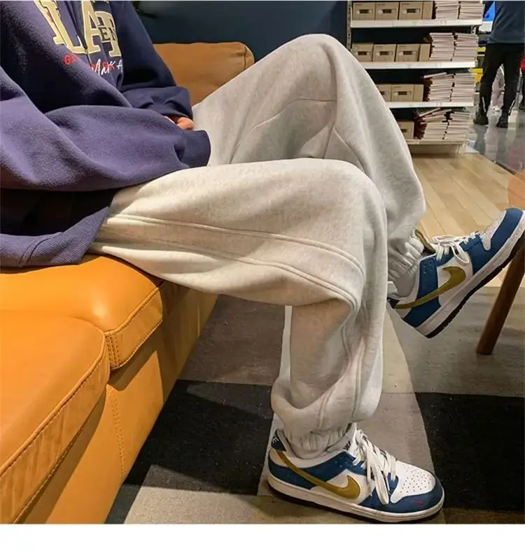 Men Fleece Lined Ankle Tied Sweatpants Gray — feature 4
