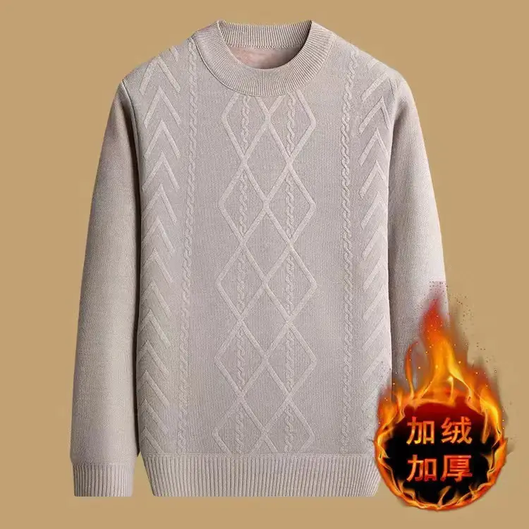 Men Thickened Blue Winter Sweater Round Neck Warm — feature 9