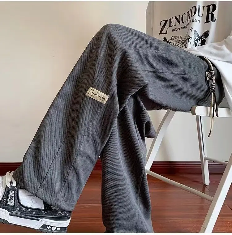 Men's Thin Casual Trousers American Loose Wide Leg Straight — feature 16