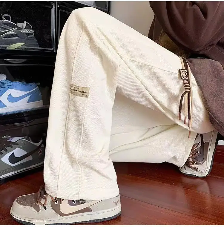 Men's Thin Casual Trousers American Loose Wide Leg Straight — feature 3