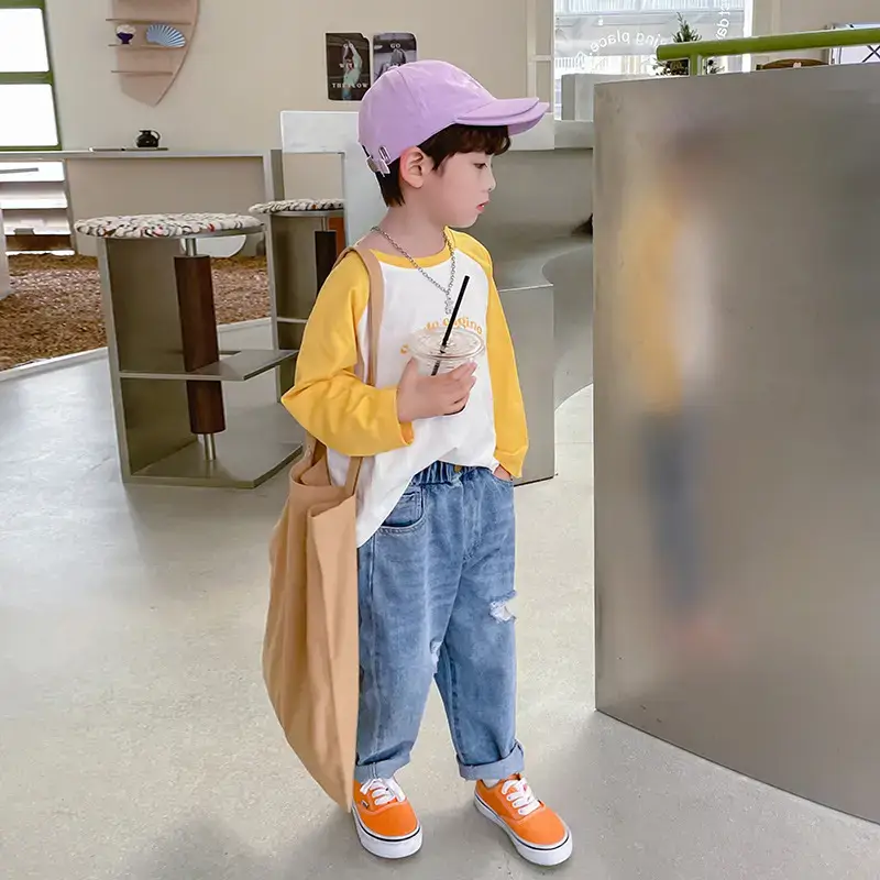 Boys Pure Cotton Color Block T-Shirt Spring Collection