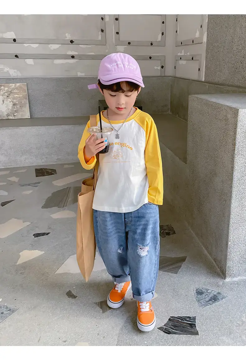 Boys Pure Cotton Color Block T-Shirt Spring Collection — feature 14