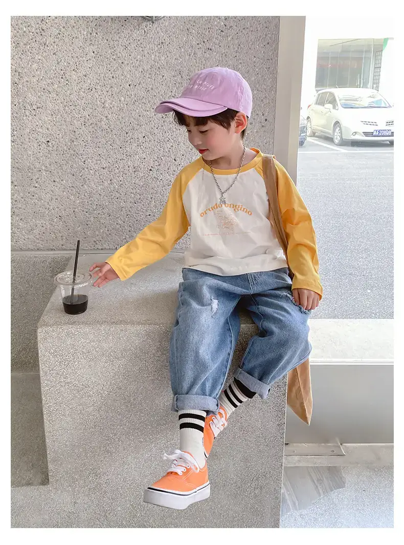 Boys Pure Cotton Color Block T-Shirt Spring Collection — feature 17