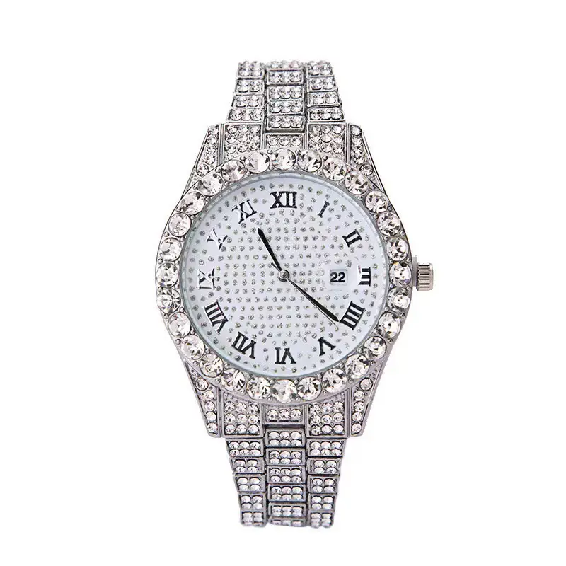 Full Diamond Quartz Women's Watch Gold Strap - Image 6