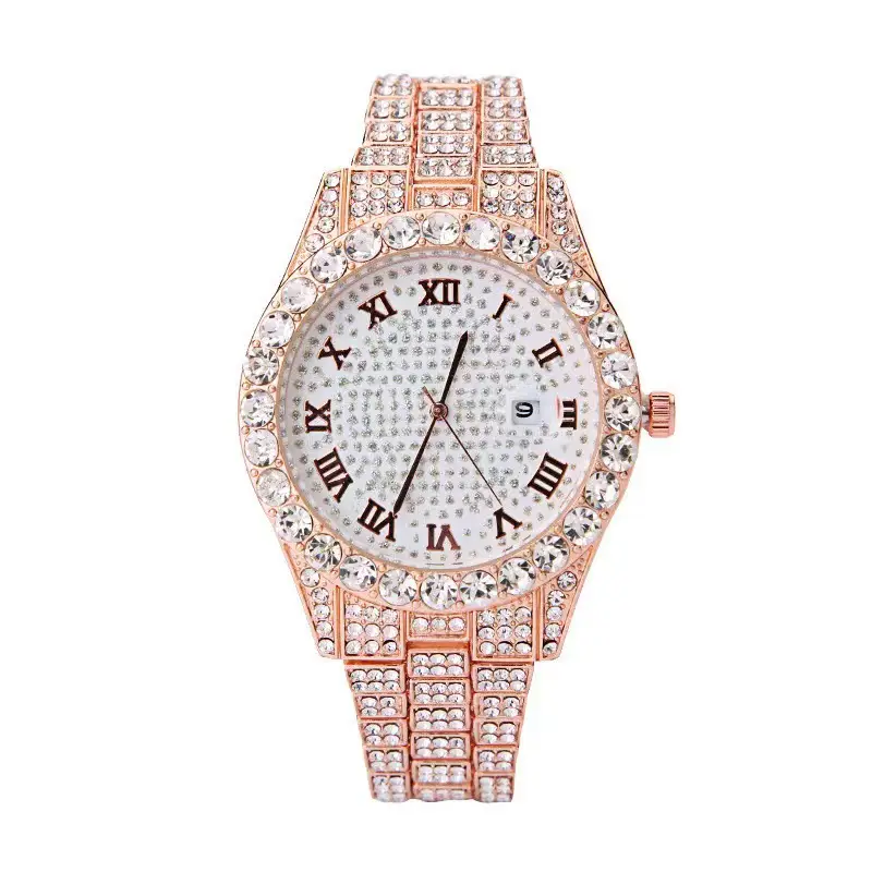 Full Diamond Quartz Women's Watch Gold Strap - Image 7