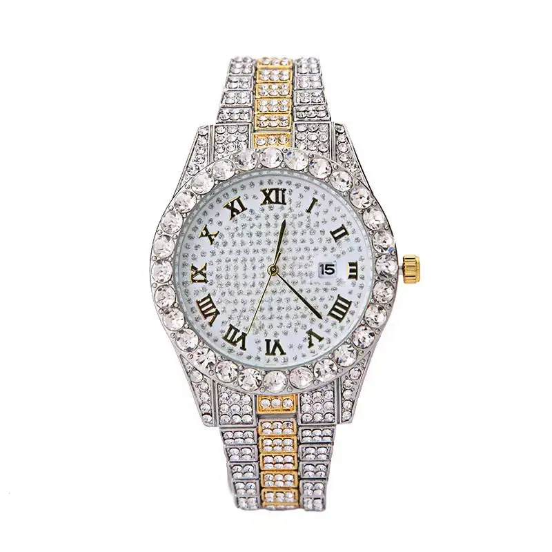 Full Diamond Quartz Women's Watch Gold Strap - Image 8