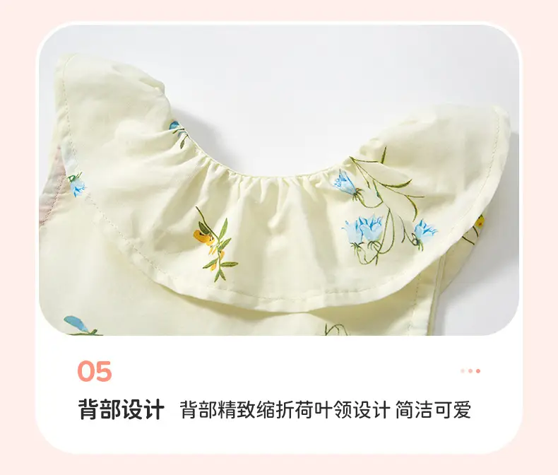 Little Girls Printed Cotton Dress Red Lotus Collar — feature 13