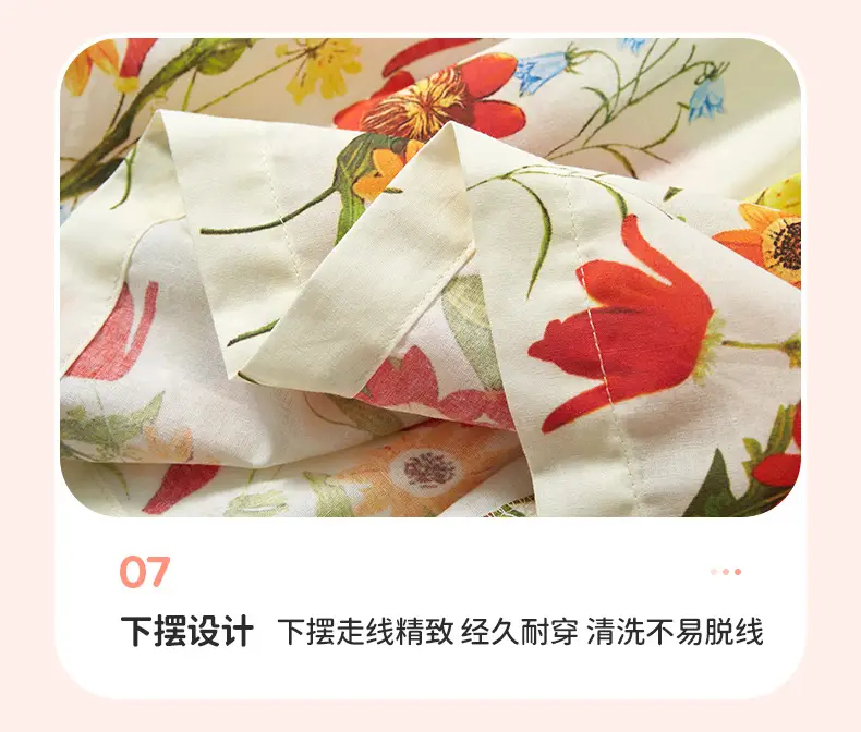 Little Girls Printed Cotton Dress Red Lotus Collar — feature 15