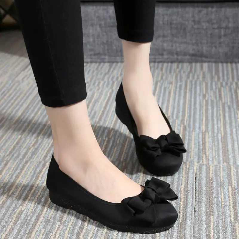 Old Beijing Cloth Shoes Women's Polyurethane Black Work Shoes Flat Bottom Lazy One-Step Pea Shoes Lightweight and Comfortable for Foot Care - Image 7