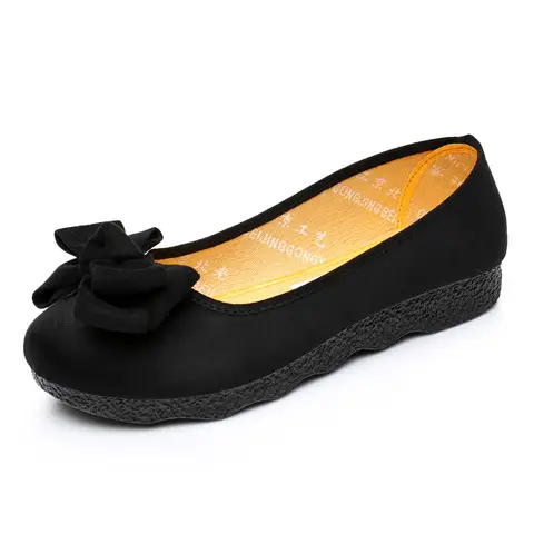 Old Beijing Cloth Shoes Women's Polyurethane Black Work Shoes Flat Bottom Lazy One-Step Pea Shoes Lightweight and Comfortable for Foot Care - Image 8