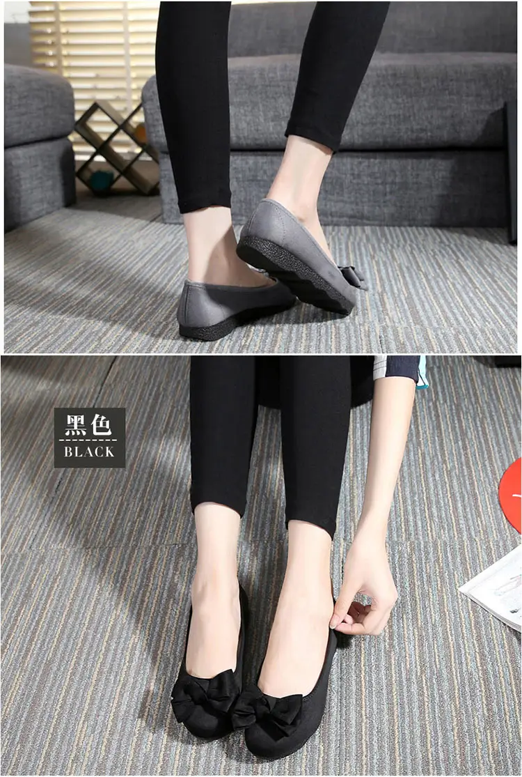 Old Beijing Cloth Shoes Women's Polyurethane Black Work Shoes Flat Bottom Lazy One-Step Pea Shoes Lightweight and Comfortable for Foot Care — feature 12
