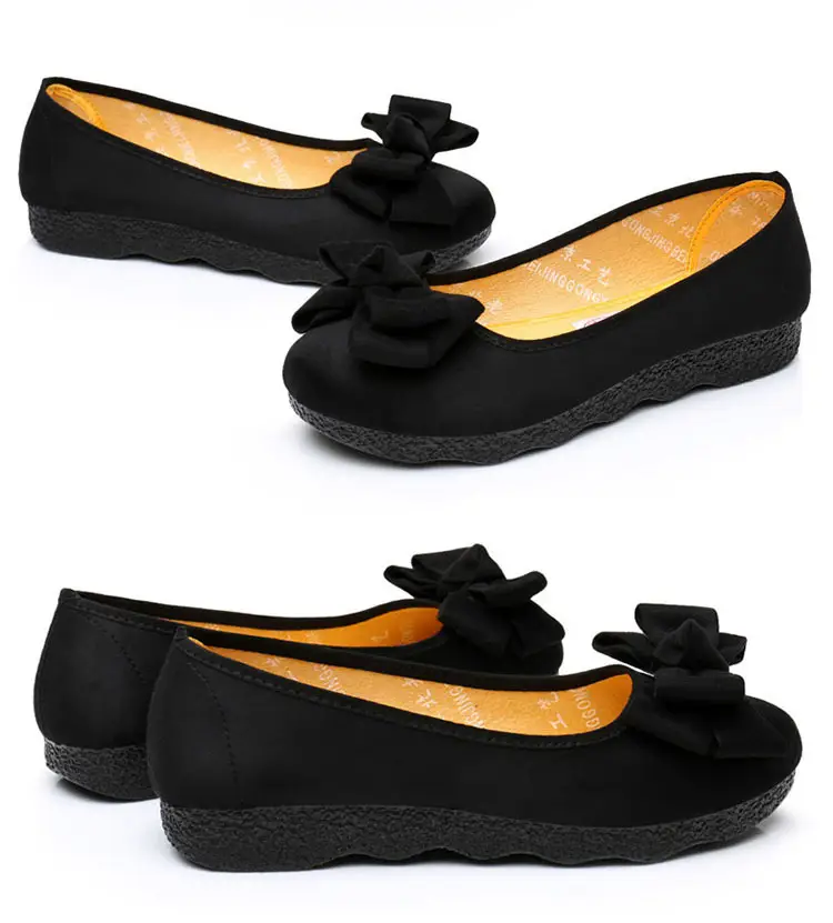 Old Beijing Cloth Shoes Women's Polyurethane Black Work Shoes Flat Bottom Lazy One-Step Pea Shoes Lightweight and Comfortable for Foot Care — feature 21