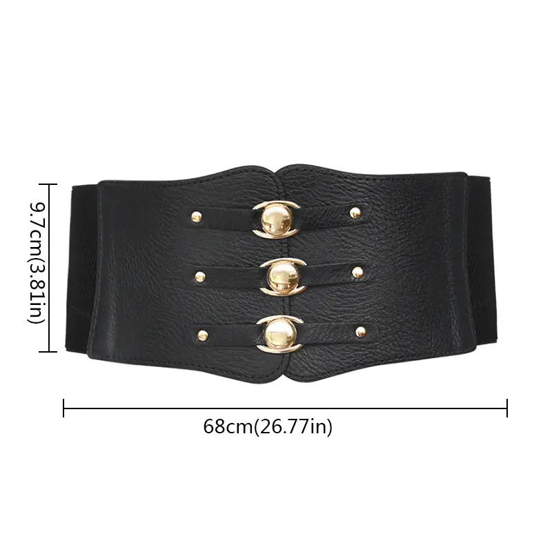 Women's Brown Leather Waist Belt with Metal Buckle