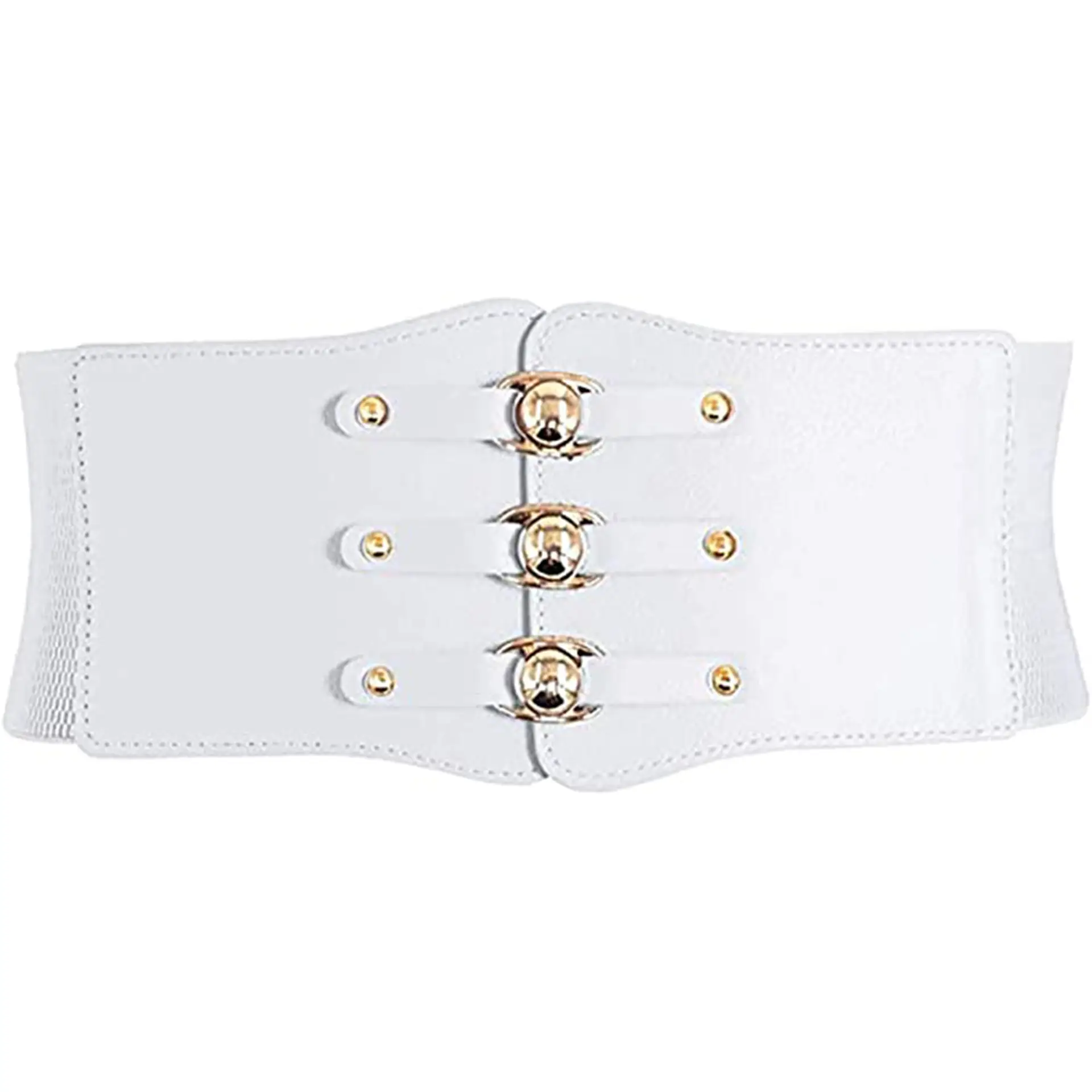 Women's Brown Leather Waist Belt with Metal Buckle — feature 17