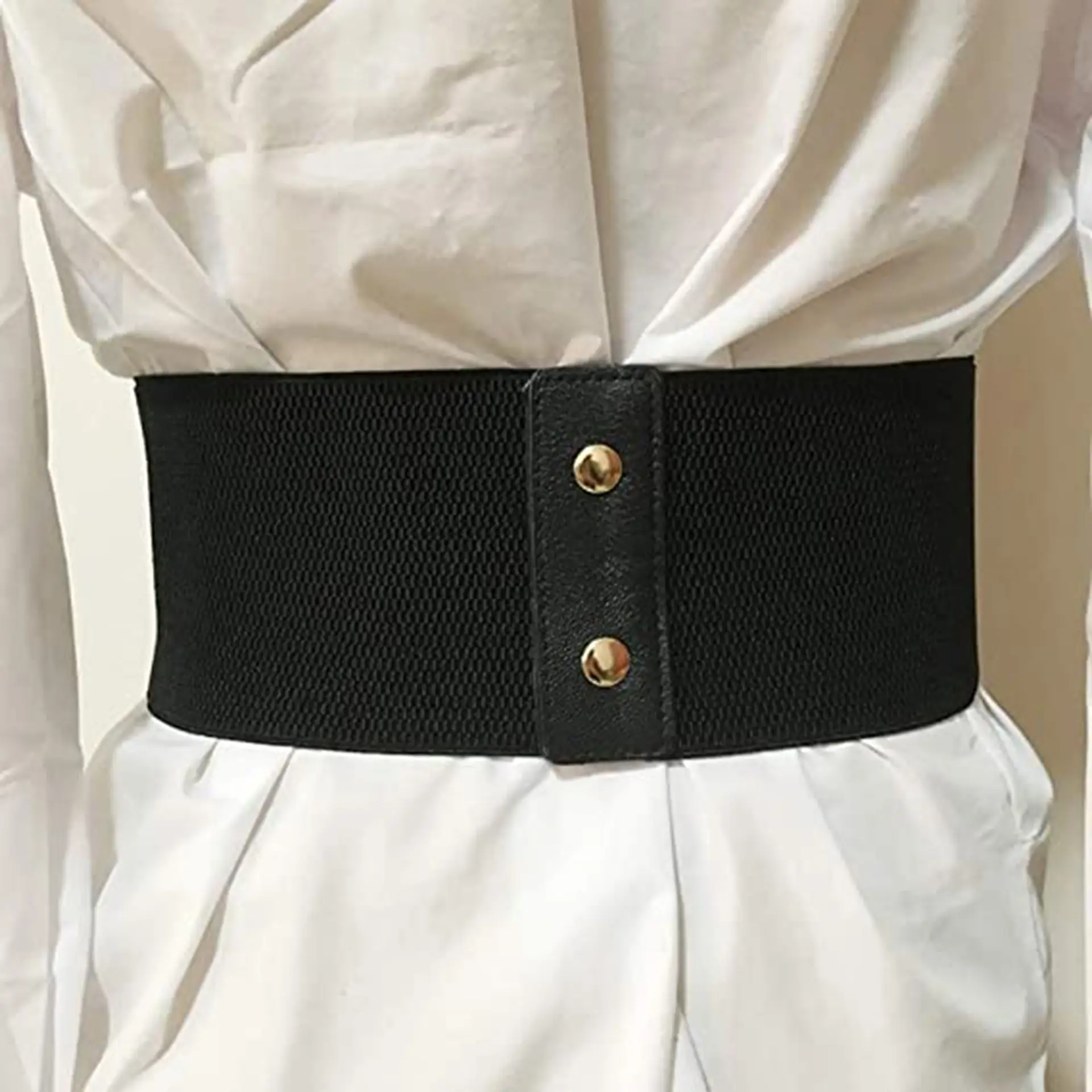 Women's Brown Leather Waist Belt with Metal Buckle — feature 19