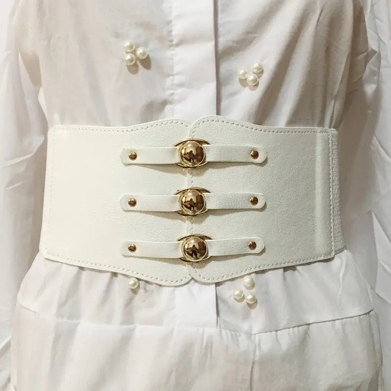 Women's Brown Leather Waist Belt with Metal Buckle — feature 8