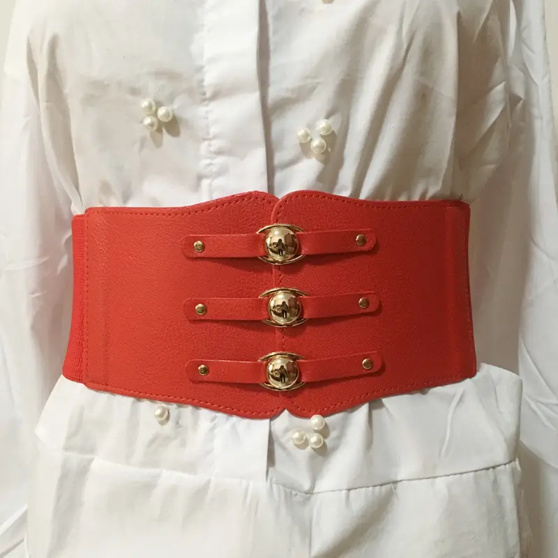Women's Brown Leather Waist Belt with Metal Buckle — feature 9