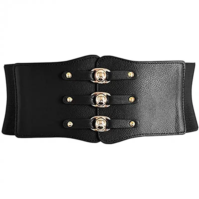 Women's Brown Leather Waist Belt with Metal Buckle