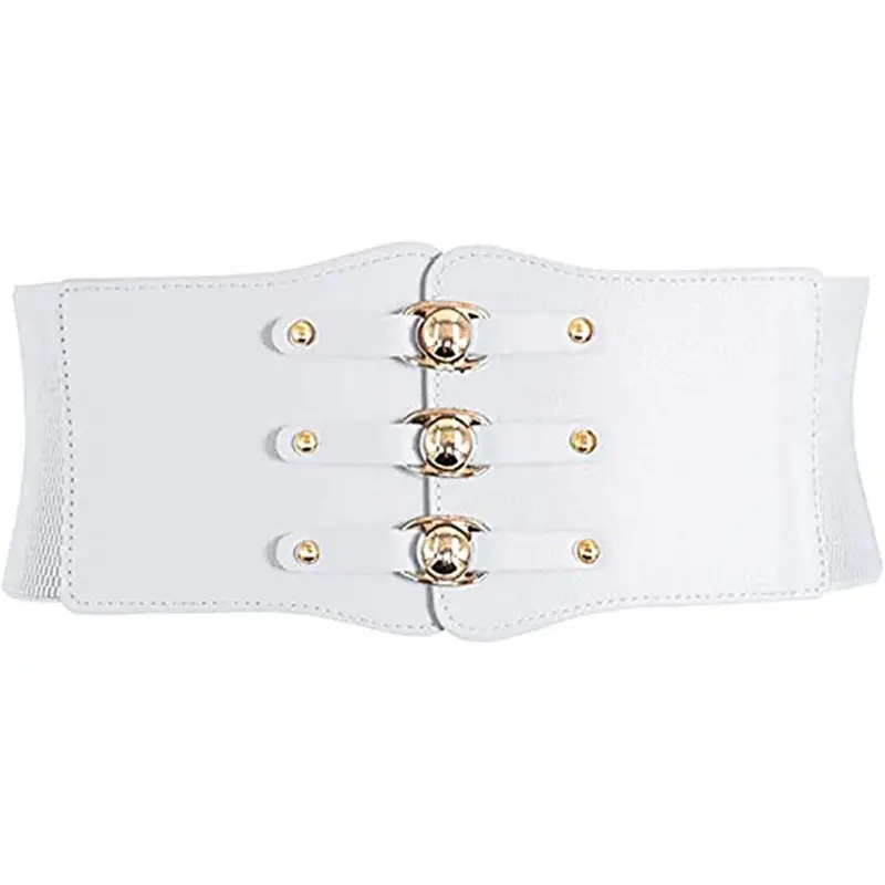 Women's Brown Leather Waist Belt with Metal Buckle