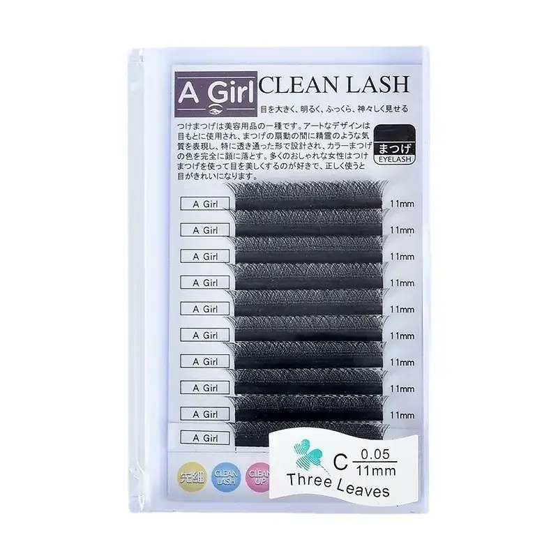 0.05C Clover Grafting False Eyelashes 11mm Matte Black - Image 5